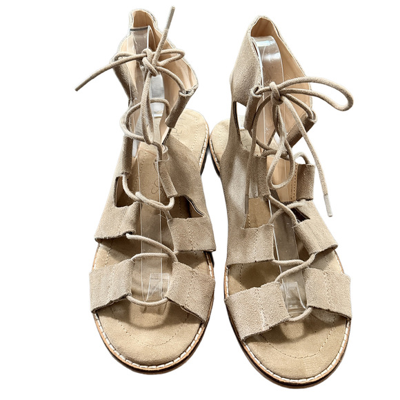 Tan Greek Goddess Neoclassical Hippie Indie Flat Gladiator lace up Sandals 9.5 - Picture 4 of 8